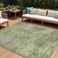 10 X 14 Artichoke Green And Fern Green Floral Washable Indoor Outdoor Area Rug