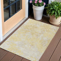 3 X 5 Gold Wheat And Beige Floral Washable Indoor Outdoor Area Rug