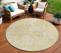 8 Gold Wheat And Beige Round Floral Washable Indoor Outdoor Area Rug