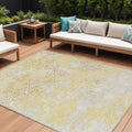 10 X 14 Gold Wheat And Beige Floral Washable Indoor Outdoor Area Rug