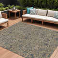 10 X 14 Khaki Beige And Gray Floral Washable Indoor Outdoor Area Rug
