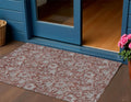 3 X 5 Orange Gray And Silver Floral Washable Indoor Outdoor Area Rug