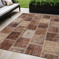 5 X 8 Orange Copper And Beige Patchwork Washable Indoor Outdoor Area Rug