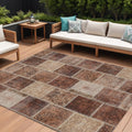 8 X 10 Orange Copper And Beige Patchwork Washable Indoor Outdoor Area Rug