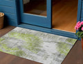 3 X 5 Artichoke Green Gray And Charcoal Abstract Washable Indoor Outdoor Area Rug