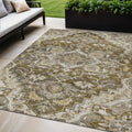 5 X 8 Brown Beige And Taupe Oriental Washable Indoor Outdoor Area Rug