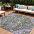 9 X 12 Olive Green And Purple Oriental Washable Indoor Outdoor Area Rug