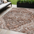 5 X 8 Terra Cotta Brown And Copper Oriental Washable Indoor Outdoor Area Rug