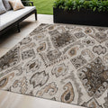 5 X 8 Brown And Beige Moroccan Washable Indoor Outdoor Area Rug