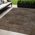 5 X 8 Brown And Taupe Geometric Washable Indoor Outdoor Area Rug