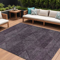 9 X 12 Eggplant Purple And Gray Geometric Washable Indoor Outdoor Area Rug