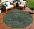 8 Fern Green And Emerald Round Geometric Washable Indoor Outdoor Area Rug
