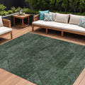 10 X 14 Fern Green And Emerald Geometric Washable Indoor Outdoor Area Rug