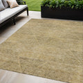 5 X 8 Wheat And Beige Geometric Washable Indoor Outdoor Area Rug