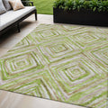 5 X 8 Artichoke Green And Brown Geometric Washable Indoor Outdoor Area Rug