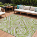 9 X 12 Artichoke Green And Brown Geometric Washable Indoor Outdoor Area Rug