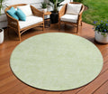 8 Artichoke Green And Mint Green Round Floral Washable Indoor Outdoor Area Rug