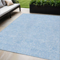 5 X 8 Sky Blue And Blue Floral Washable Indoor Outdoor Area Rug