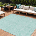 8 X 10 Teal Blue And Aqua Floral Washable Indoor Outdoor Area Rug