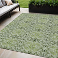 5 X 8 Artichoke Green And Fern Green Medallion Washable Indoor Outdoor Area Rug