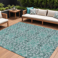 9 X 12 Teal Blue And Aqua Medallion Washable Indoor Outdoor Area Rug