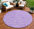 8 Lavender Round Medallion Washable Indoor Outdoor Area Rug