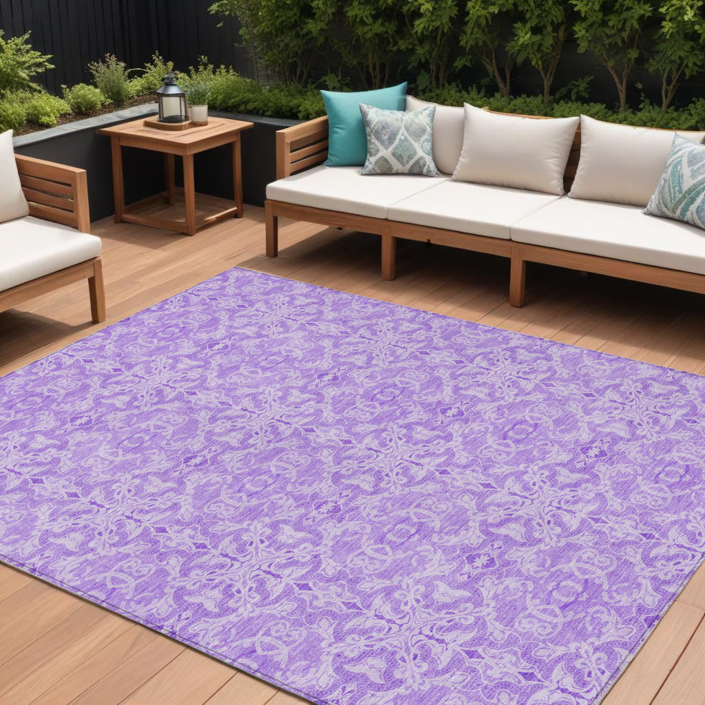 9 X 12 Lavender Medallion Washable Indoor Outdoor Area Rug