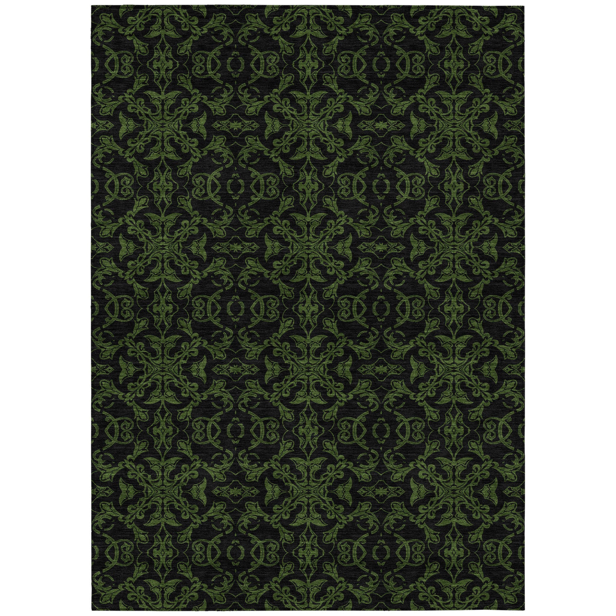 3 X 5 Olive Green And Green Medallion Washable Indoor Outdoor Area Rug