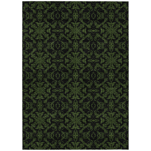 3 X 5 Olive Green And Green Medallion Washable Indoor Outdoor Area Rug