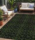 5 X 8 Olive Green And Green Medallion Washable Indoor Outdoor Area Rug