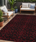 5 X 8 Red And Black Medallion Washable Indoor Outdoor Area Rug