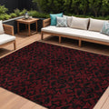 9 X 12 Red And Black Medallion Washable Indoor Outdoor Area Rug