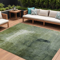 8 X 10 Artichoke Green And Sage Abstract Washable Indoor Outdoor Area Rug