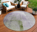 8 Purple Lavender And Green Round Abstract Washable Indoor Outdoor Area Rug