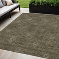 5 X 8 Brown And Beige Floral Washable Indoor Outdoor Area Rug