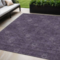 5 X 8 Eggplant And Purple Floral Washable Indoor Outdoor Area Rug