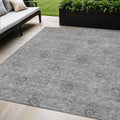 5 X 8 Pewter And Gray Floral Washable Indoor Outdoor Area Rug