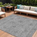 9 X 12 Pewter And Gray Floral Washable Indoor Outdoor Area Rug