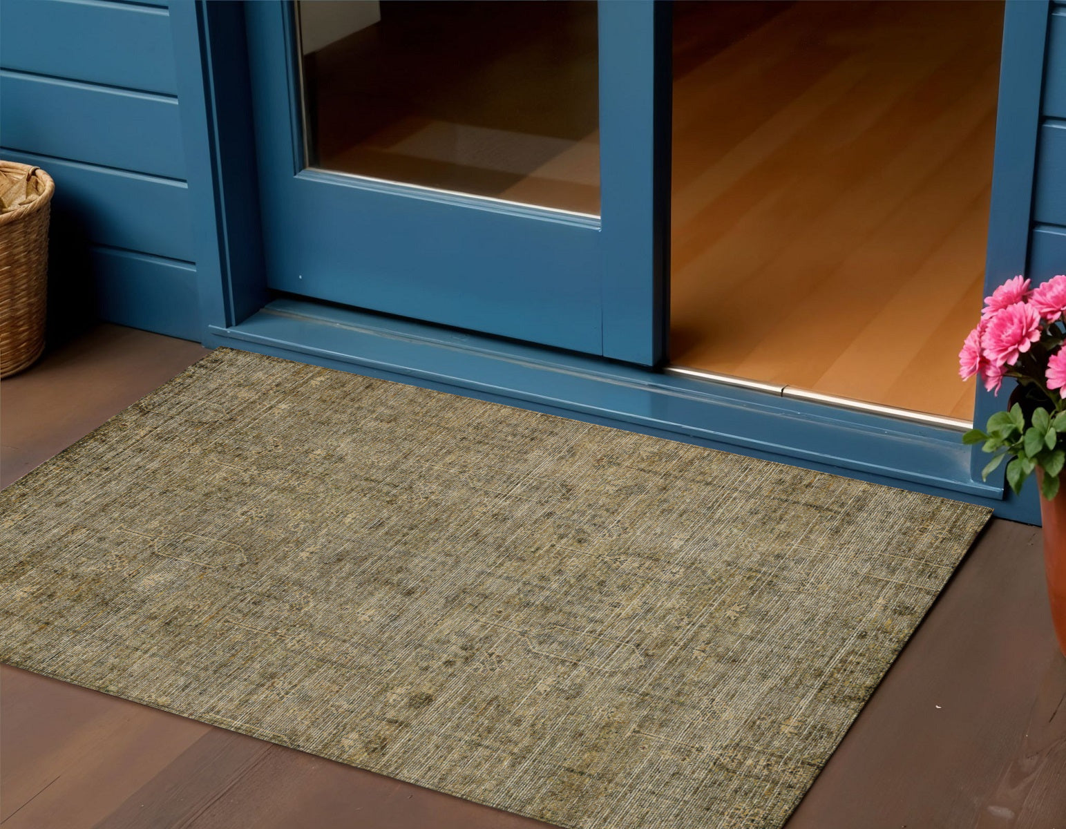 3 X 5 Brown And Beige Southwestern Washable Indoor Outdoor Area Rug