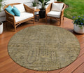 8 Brown And Beige Round Southwestern Washable Indoor Outdoor Area Rug