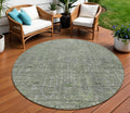 8 Fern Green And Gray Round Southwestern Washable Indoor Outdoor Area Rug