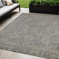5 X 8 Gray And Silver Southwestern Washable Indoor Outdoor Area Rug