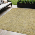 5 X 8 Gold And Taupe Southwestern Washable Indoor Outdoor Area Rug