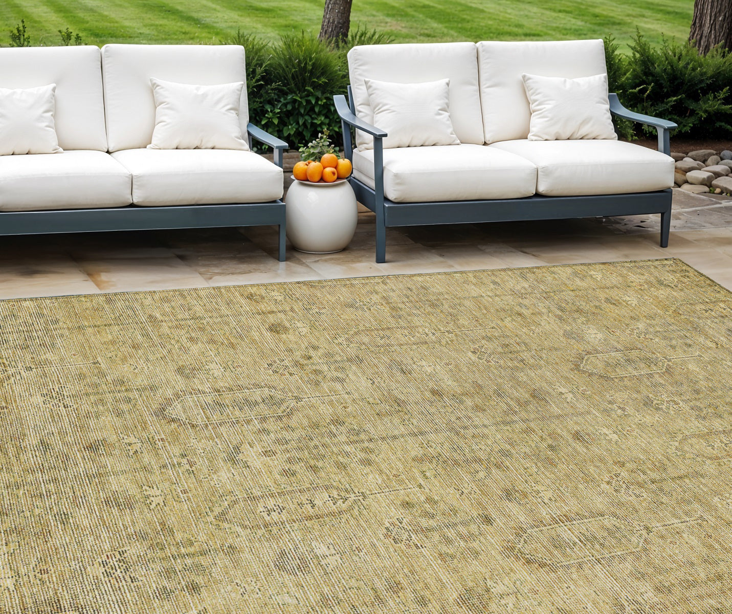 9 X 12 Gold And Taupe Southwestern Washable Indoor Outdoor Area Rug