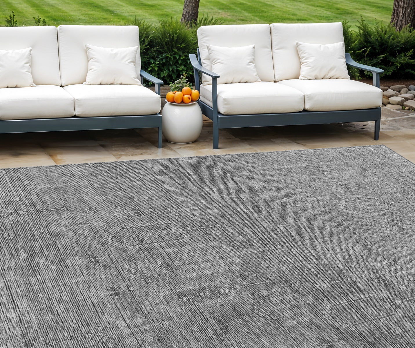 10 X 14 Gray And Charcoal Southwestern Washable Indoor Outdoor Area Rug