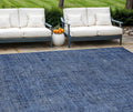 9 X 12 Navy Blue And Blue Southwestern Washable Indoor Outdoor Area Rug