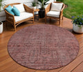8 Orange And Copper Round Southwestern Washable Indoor Outdoor Area Rug