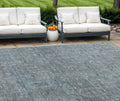 8 X 10 Teal Blue And Gray Southwestern Washable Indoor Outdoor Area Rug