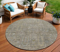 8 Taupe Gray And Beige Round Southwestern Washable Indoor Outdoor Area Rug