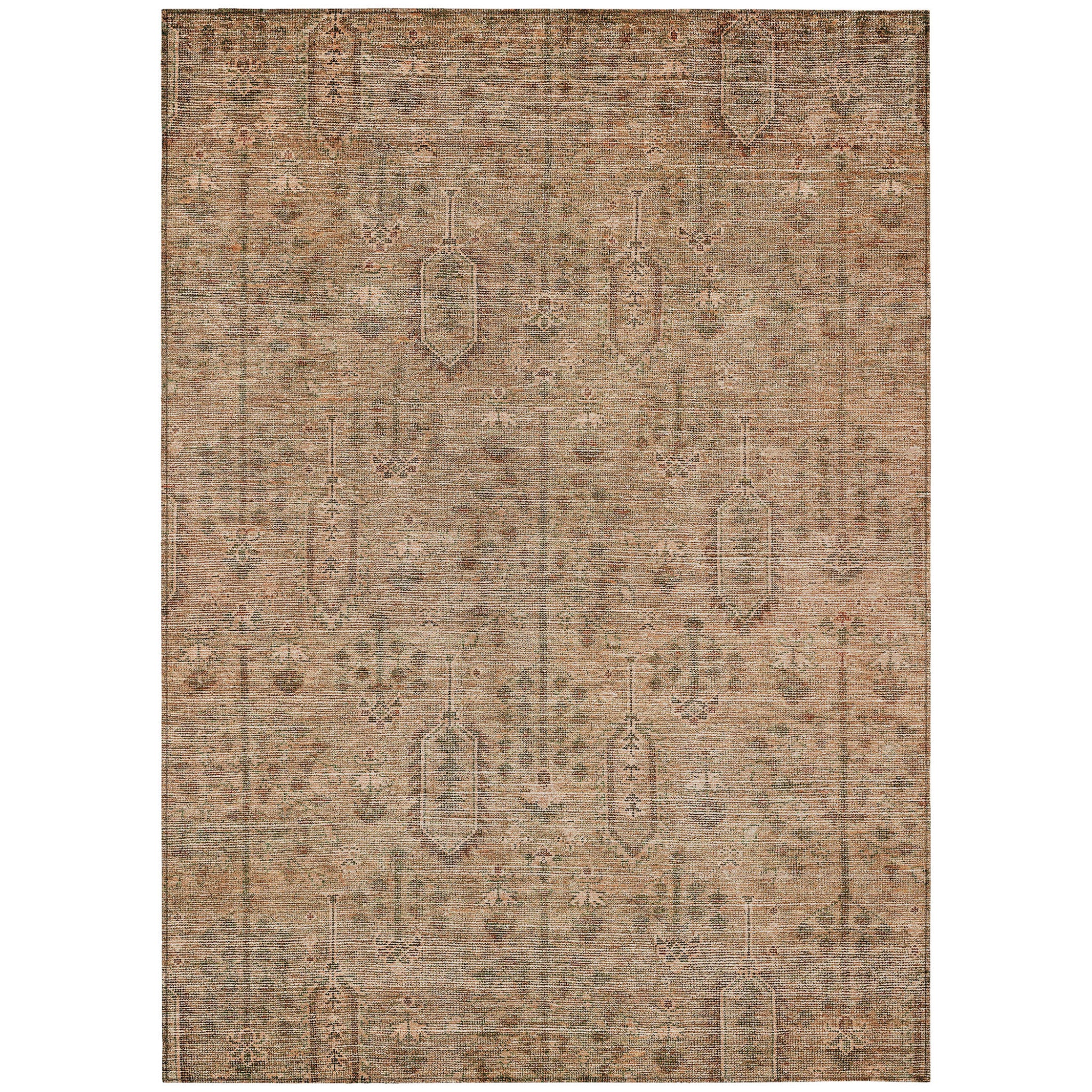 3 X 5 Terra Cotta And Copper Southwestern Washable Indoor Outdoor Area Rug